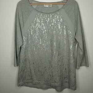 Zenergy chicos 3/4 sleeve gray shirt blouse